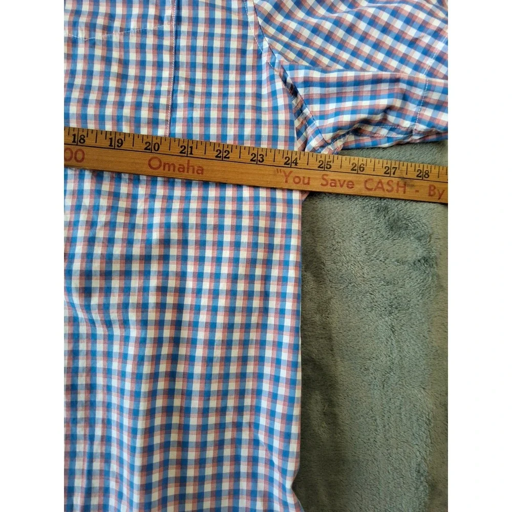 Banana Republic Luxe Stretch Poplin Shirt XXL Tall Grant Slim Fit Gingham Blue